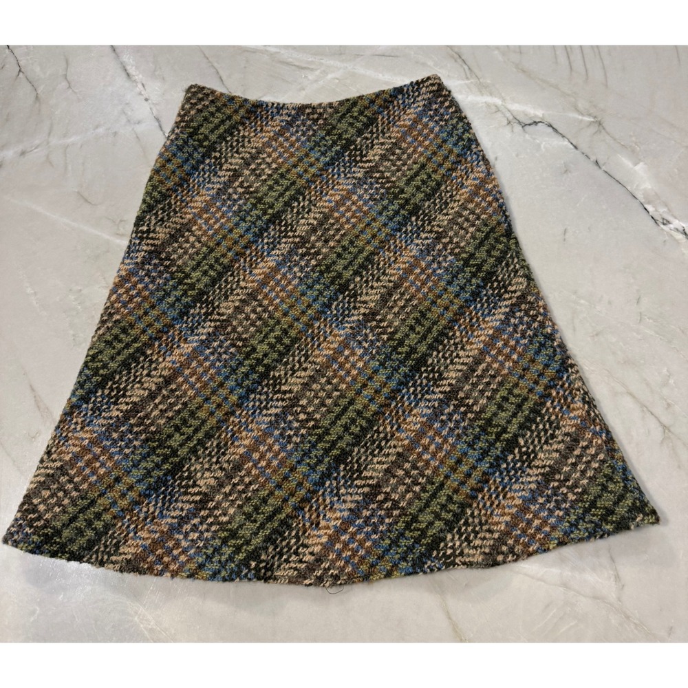 NWT J. McLaughlin Bouclé Plaid A-Line Skirt Wool Alpaca Ireland - Size 2